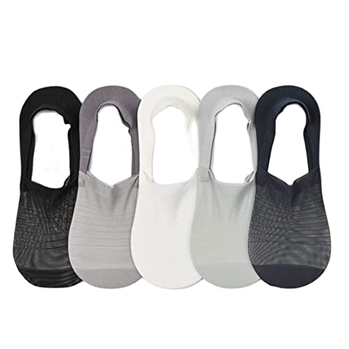 Yizelli 5 Pairs No Show Socks for Men Invisible Ice Silk Breathable Socks for Summer