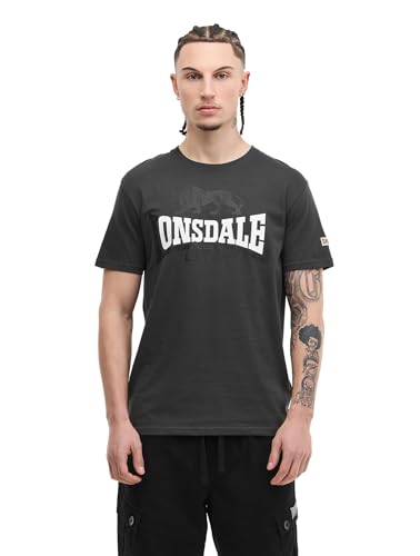 Lonsdale Lion Two Tone Men's Regular Fit T-Shirt, Anthracite/Black/White, XXL
