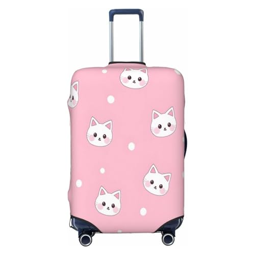 Cute Adorable Cat Head Travel Luggage Cover Elastic Suitcase Covers Washable Anti Scratch Luggage Dust Covers Protector, Fits 18-21 inch Luggage, S