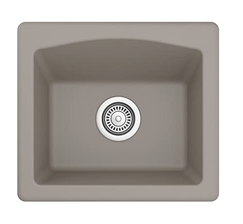 Karran Drop-in or Undermount Quartz Composite 18 in. Single Bowl Kitchen Sink in Concrete
