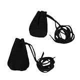 Mythrojan Native American - Juego de 2 bolsas de piel de ante con cordón, color negro