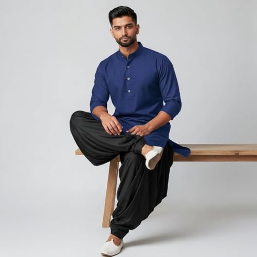 Image of Mens Pure Coton Kurta Dhoti Set | Traditional Ethnic Wear for Festive & Wedding Men's Cotton Kurta with Dhoti Set | Comfortable Ethnic Traditional Outfit Stylish Men's Cotton Kurta Dhoti Set.