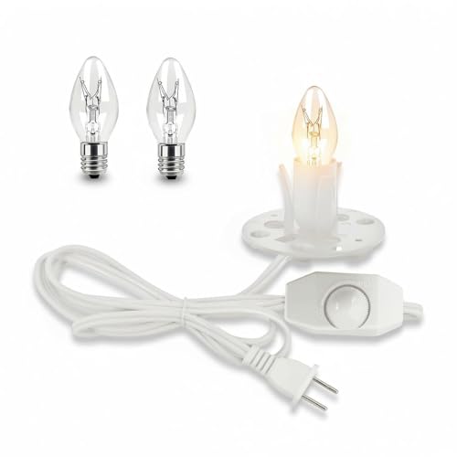 MMBGJKG Himalayan Salt Lamp Cord, with Dimmer Switch,Christmas Bulb,Salt Lamp Cord with Dimmer Control and Base Assembly,6 Feet,E12 Base for Himalayan Salt Lampsand with 2 Free 15W Bulbs (White)