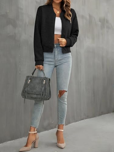 Image of Tagas Women's Quilted Bomber Jacket | Lightweight Stylish Winter Wear with Zip Closure | Casual Solid Jacket for Jeans & Crop Tops|regular jecket for womens|