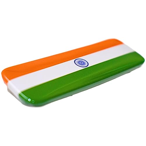 Image of Indian National Flag Rectangular Pinback Badge - Patriotic Tiranga Metal Button Pin with Ashoka Chakra for Independence Day, Republic Day, and Cultural Events (Pack of 10)