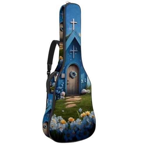 Housse pour guitare acoustique contre la pluie avec grand sac accessoires bleu