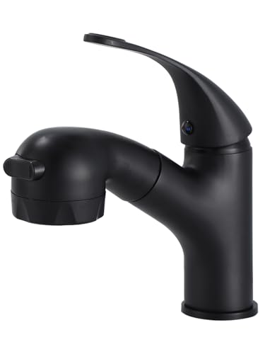 Sumeber Rubinetto per bagno, rubinetto per lavabo, con doccetta estraibile, risciacquo, spazzola per capelli, ideale per lavare i capelli, miscelatore monocomando con beccuccio girevole (2 funzioni