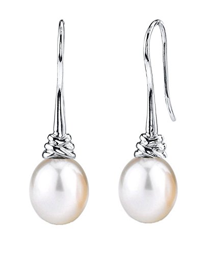 THE PEARL SOURCE 8-9mm Genuine Baroque White Freshwater Cultured Pearl Denise Earrings for Women