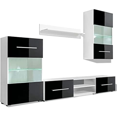 vidaXL 5tlg. Hochglanz Wohnwand Mediawand TV-Schrank Cover