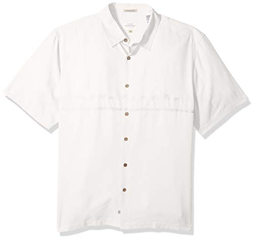Quiksilver Waterman Men's Tahiti Palms 4 Button Down Shirt, White, XL
