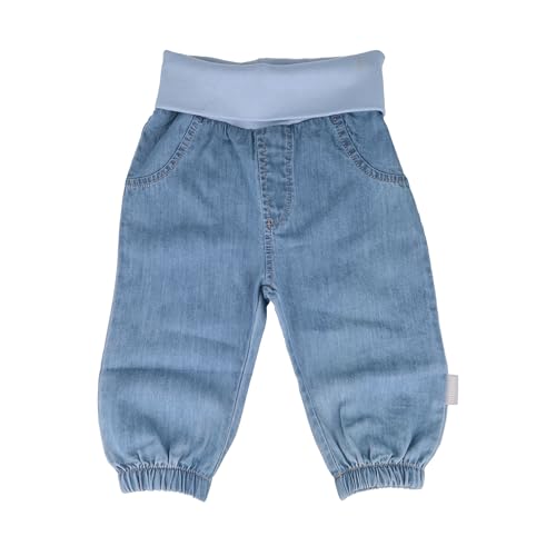 Pantalon bébé aspect denim souple vêtement naissance avec ceinture jersey