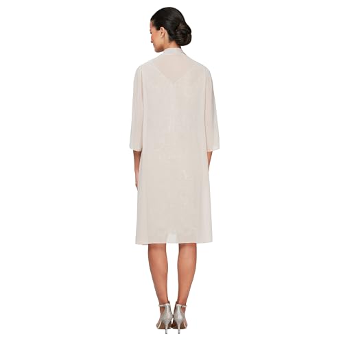 Image of Alex Evenings Women's Short Embroidered Dress with Illusion Jacket