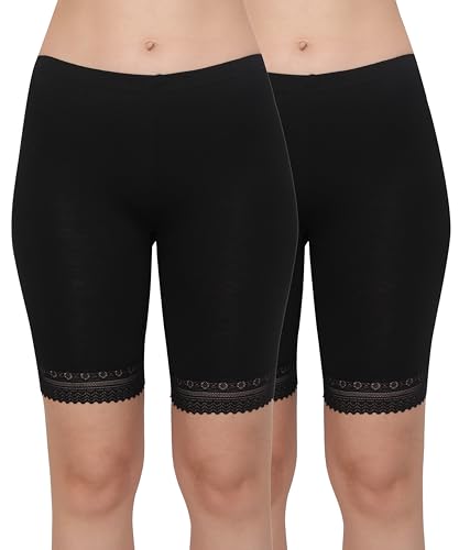 Image of GLAMORAS Women's Bamboo Spandex High Waist 4-Way Stretch Shorts | 95% bamboo 5% spandex, 4-way stretch, concealed waistband, breathable, anti-chafing, everyday comfort