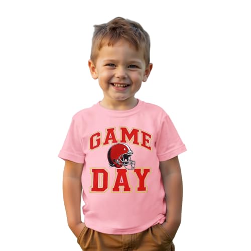 MODNTOGA Toddler Girl Boy Game Day T-Shirt Sunday Football Cap Graphic Shirt Short Sleeve Little Kid Rugby Sports Fan Tee Top