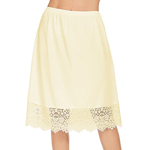 Image of MANCYFIT Half Slips for Women Underskirt Dress Extender Lace Trim Knee Length Midi Skirt