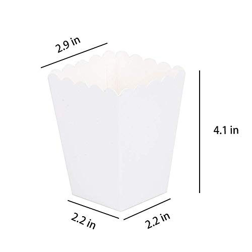 Image of White Popcorn Boxes Mini Paper Popcorn Box Cardboard Popcorn Container for Party, Pack of 12