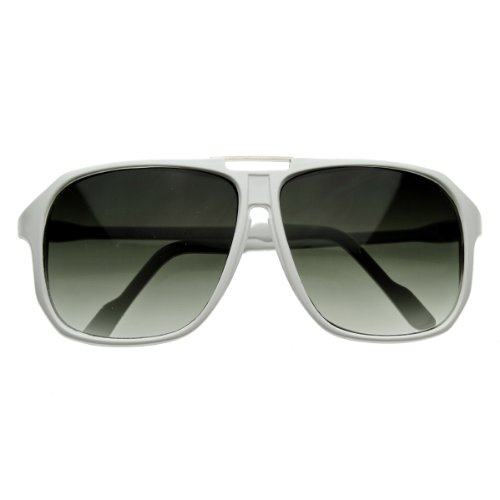 zeroUV Keyhole Plastic Square Aviators Sunglasses (White)