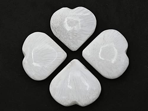 Image of Scolecite Crystal Heart Palm Pebbles Stones for Anxiety Stress Relief Massage - AAA Grade Original Healing Gemstone Agate Heart Palm Stone for Yoga Meditation Spiritual