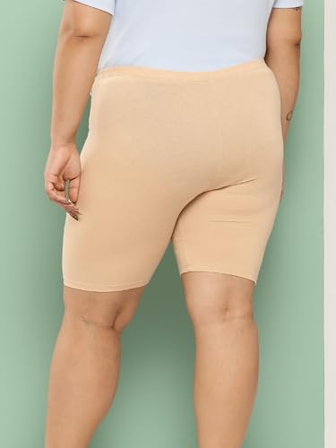Image of LEADING LADY Women's Solid Cotton Mid Rise Shorts | Skinny fit Short for Workout, Yoga, Gym & Running Shorties (Pack of 3)