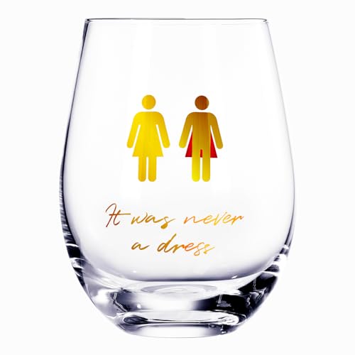 Verre à vin féministe cadeau maman amie It Was Never a Dress tasse