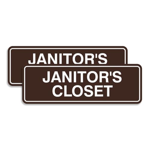 Pancarte JANITOR'S CLOSET Signs ByLITA avec ruban adhésif (brun foncé) - Petit 2 unités