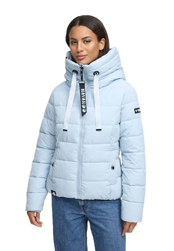 Navahoo Damen Steppjacke Winterjacke Stehkragen gefüttert B930 [B930-Amay-Pastel-Blue-Gr.M]