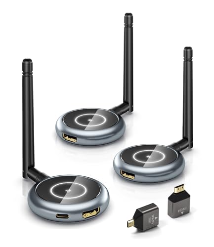 Image of AIMIBO 2026 Wireless HDMI Transmitter and 2 Receivers, 4K Decode 1080P@60Hz, 656FT/200M, Tutuplay App Mirror, 5.8G HDMI Wireless Extender for Laptop, PC, Camera, TV Box to TVs, Projectors, Monitors