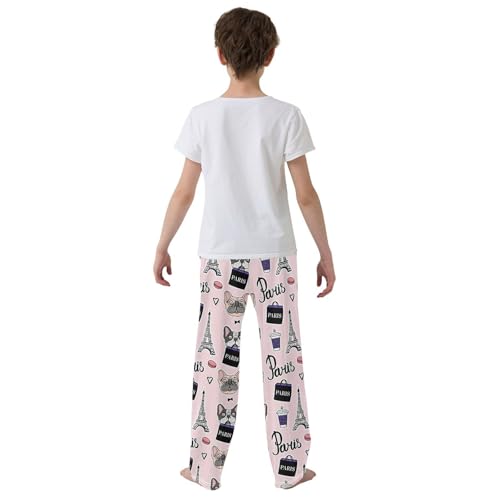 Boys' Pants Cute Dog Paris Long Bottoms Jogger Pants Elastic Waist Trousers with Pockets S-XL3