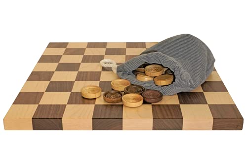 Solid Maple And Walnut Wood Checker Board Game, Amish Handcrafted In America (12.25" X 12.25") #TOP2