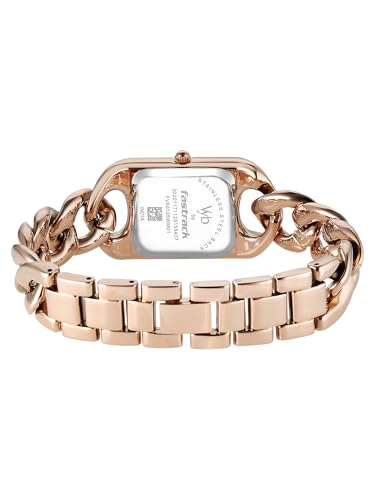 Image of Fastrack Vyb Prodigy with Quartz Analog Burgundy Dial Rose Gold Alloy Strap Watch for Girls - FV60125WM01W