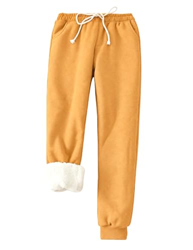 Image of Yeokou Women's Warm Sherpa Lined Athletic Sweatpants Joggers Fleece Pants