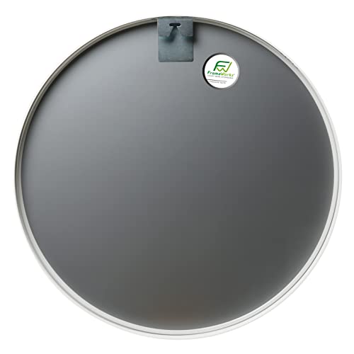 Frameworks 24" Deluxe Contemporary White Circular Aluminum Mirror #TOP1