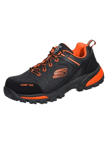Skechers Botas de construcción Gatlon Strigax para hombre, Tela sintética de piel negra y naranja, 44 EU