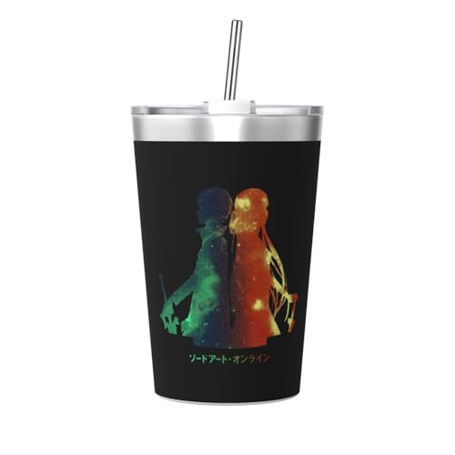 魔法瓶 ソードアート・オンライン アニメ タンブラー ステンレス製 水筒 マグボトル コーヒーカップ 蓋とストロー付き 真空断熱 保温保冷コップ 二重構造 漏れない 持ち運び 直飲み 子供 通勤 通学 かわいい おしゃれ プレゼント 350ml