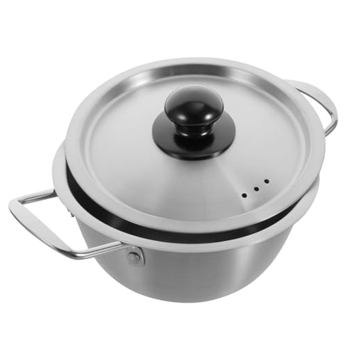 TOMETURE Olla de Cocina de Acero Inoxidable para Ramen Doble Asa, Adecuado para Guisar Sopa y Preparar Fideos Instantáneos Hogar