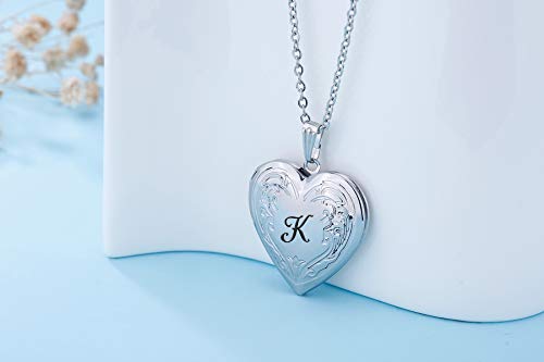 Youfeng Locket Necklace That Holds Pictures Initial Alphabet A-Z Letter Pendant Necklace Platinum Plated Gifts For Women #TOP2