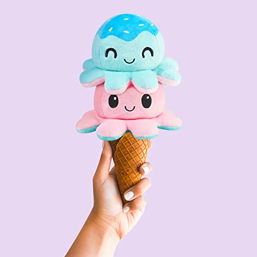 Image of TeeTurtle Reversible Octopus Plushie 4-Inch Ice Cream Two-Sided Flip Plush Toy with Embroidered Details - Cute Mini Collectible Plush for Kids, Teens, and Adults