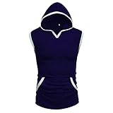 FASLOLSDP Muskelshirt Herren Sport Ärmelloser Hoodie Mode Trainingsshirt Sommer Fashion Streetstyle Tank Top mit Kapuze Athletisches Tanktops Atmungsaktive Trägershirt mit Handytaschen