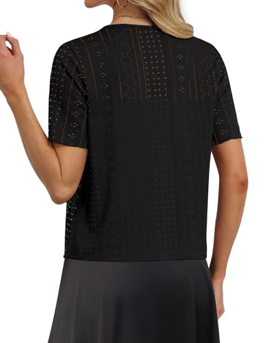 Womens Tie Front Cardigan Lightweight Short Sleeve Cardigans for Women Trendy Open Front4