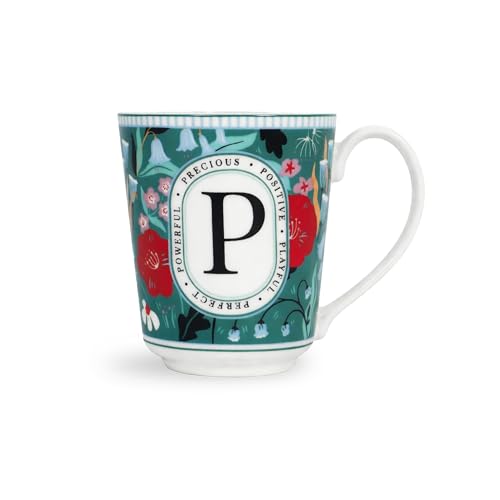 Image of Shay Alphabet Mug, 1 Pc, P, 300ml | Ceramic Mug |Glossy Finish | Ceramic Coffee Cup | Porcelain | Microwave Safe (Alphabet Mug - P)