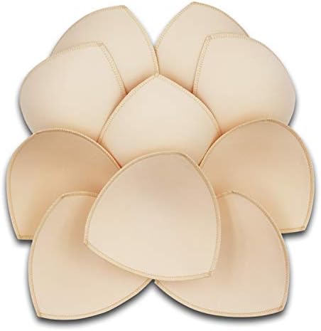TAOHUA GARDEN 5 Pairs Bra Pads Inserts, Removable, Air Cotton, Foam Sponge, Breathable (Beige, A/B CUP)