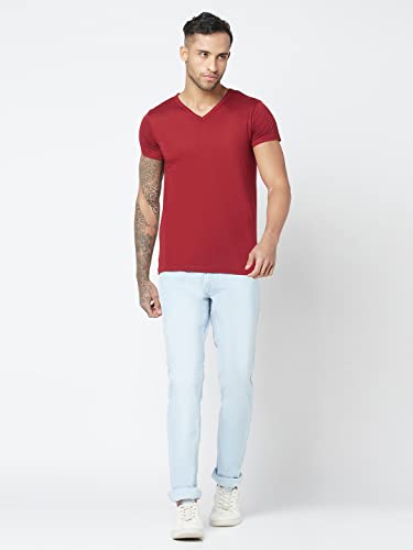Image of BLUE BUDDHA Men's Denim Slim Fit Jeans: Mid Rise, Flat Front, Casual Elegance with Comfort and Flexibility - Light Blue