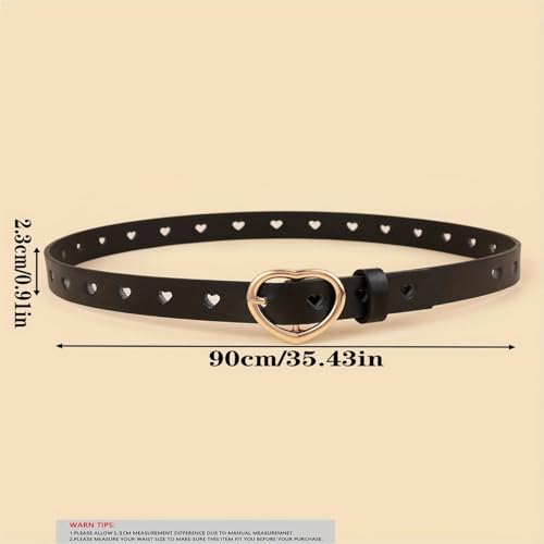 Children's Peach Heart-shaped Pin Buckle Belt Fashion Youth High-grade PU Hollow Women's Dress Belt4