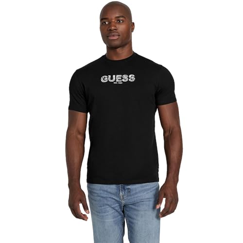 T-shirt GUESS homme manches courtes col rond brodé taille grande 2XL
