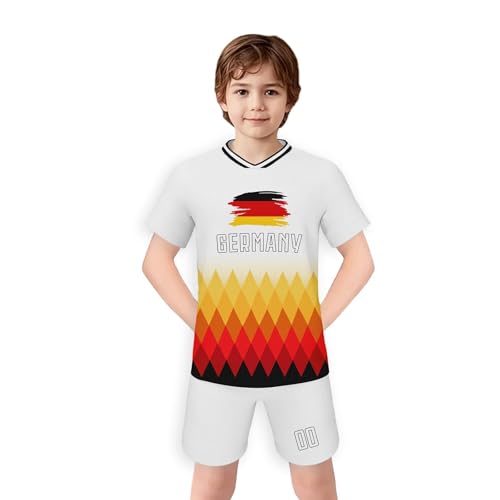 WM Trikot 2026 Conjunto de chándal para Hombre, niño, niña, Camiseta de Entrenamiento, Manga Corta y pantalón Corto. (White, 2-3 Years)