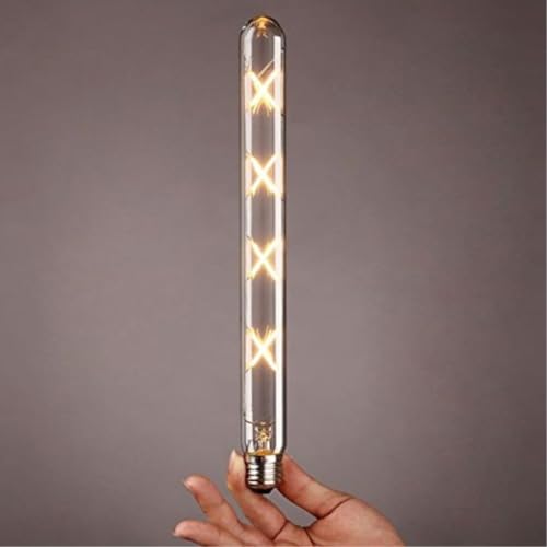 Image of OML T30 300mm 8W LED Filament Bulb - Amber Glass, Warm White 2700K, E27 Base, Vintage Edison Bulb for Wall Sconces, Chandeliers, and Decorative Fixtures
