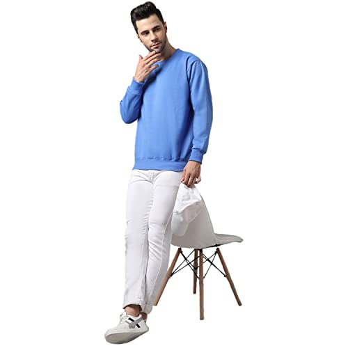 Image of BZR-Men's Fleece Round Neck Regular Sweatshirt (Sw Rrn Black 01-L Black L)(1903)