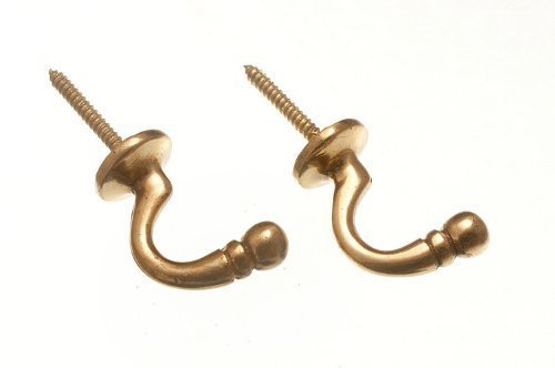 DIRECT HARDWARE Curtain Tie Hold Back Hooks Ball End Solid Brass 1 Pair-image-13