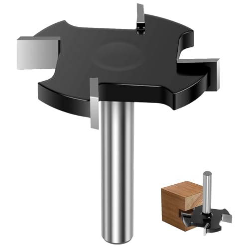 CNC Spoilboard Surfacing Router Bit, 1/4” Shank, Extra Large 1-1/2” Dia Slab Flattening Router Bit for Wood (1 PCS, Black)