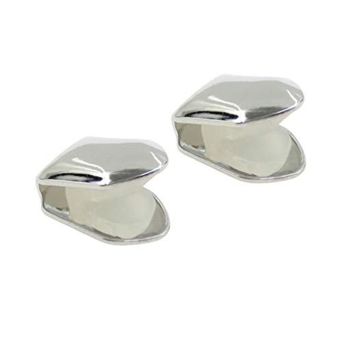 Exceart 2Pcs Gold Plated Single Tooth Cap Hip Hop Teeth Plain Grillz Caps Top Bottom Dental Grill For Men Hip Hop Silver #TOP1